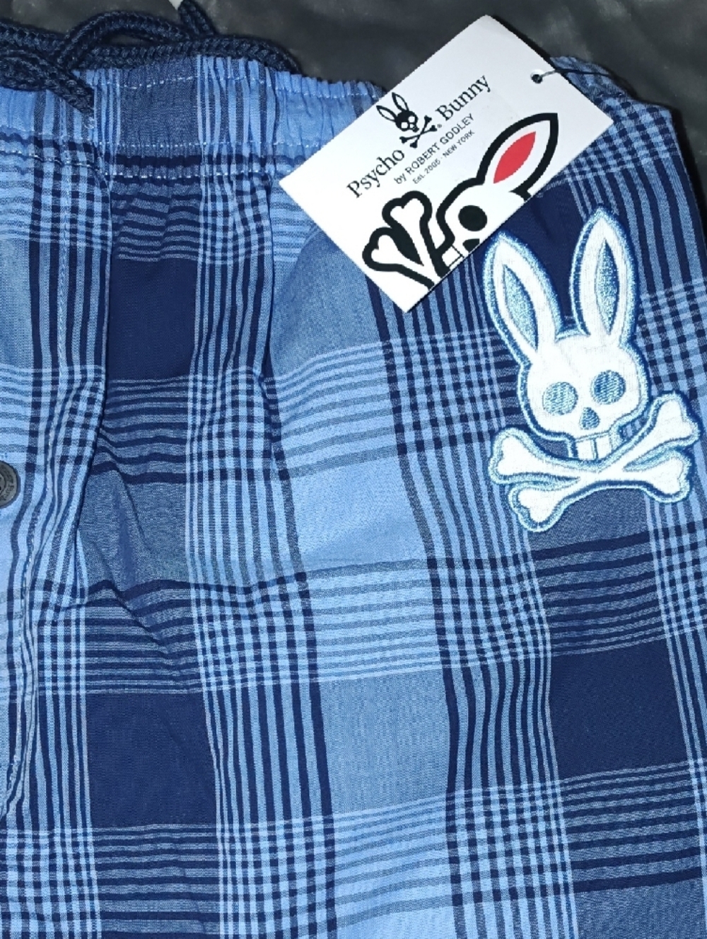 Psycho Bunny Men's Blue Plaid Pajama Bottoms - Picture 2 of 2